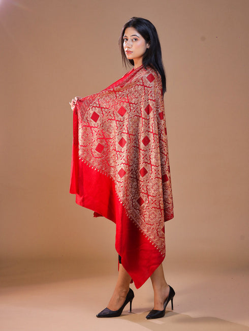 Women's Pure Wool Faux Pashmina Aari Embroidery Shawl